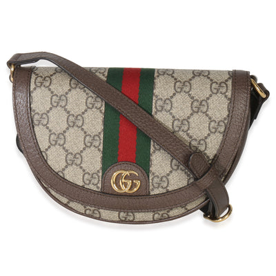 Gucci Beige GG Supreme Canvas Ophidia GG Curved Flap Bag Handbag fv