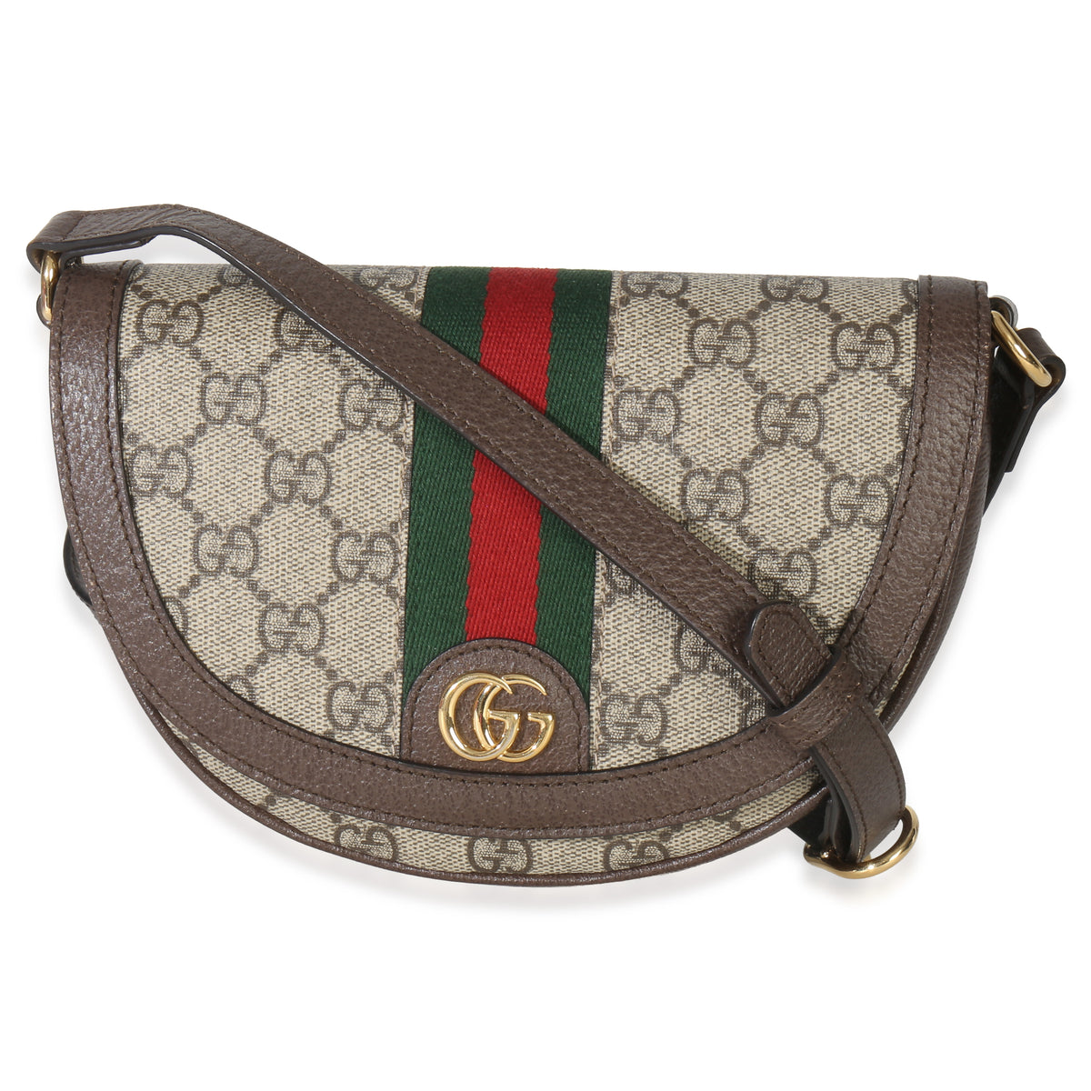 Gucci Beige GG Supreme Canvas Ophidia GG Curved Flap Bag Handbag fv