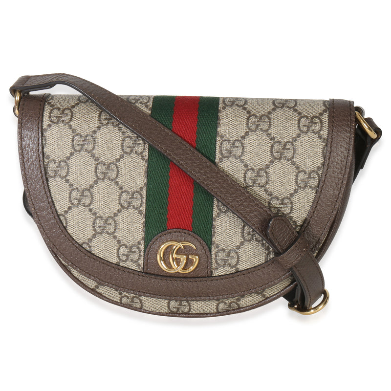 Gucci Beige GG Supreme Canvas Ophidia GG Curved Flap Bag Handbag fv