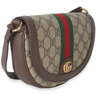 Gucci Beige GG Supreme Canvas Ophidia GG Curved Flap Bag Handbag pv