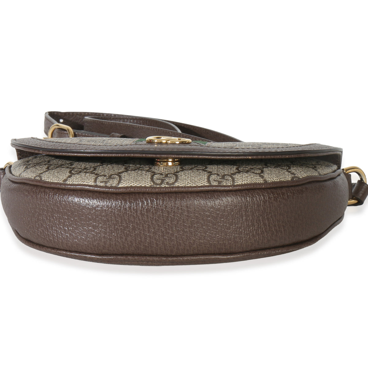 Gucci Beige GG Supreme Canvas Ophidia GG Curved Flap Bag Handbag stamp