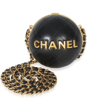 Black Quilted Lambskin Sphere Logo Minaudiere Chain Clutch