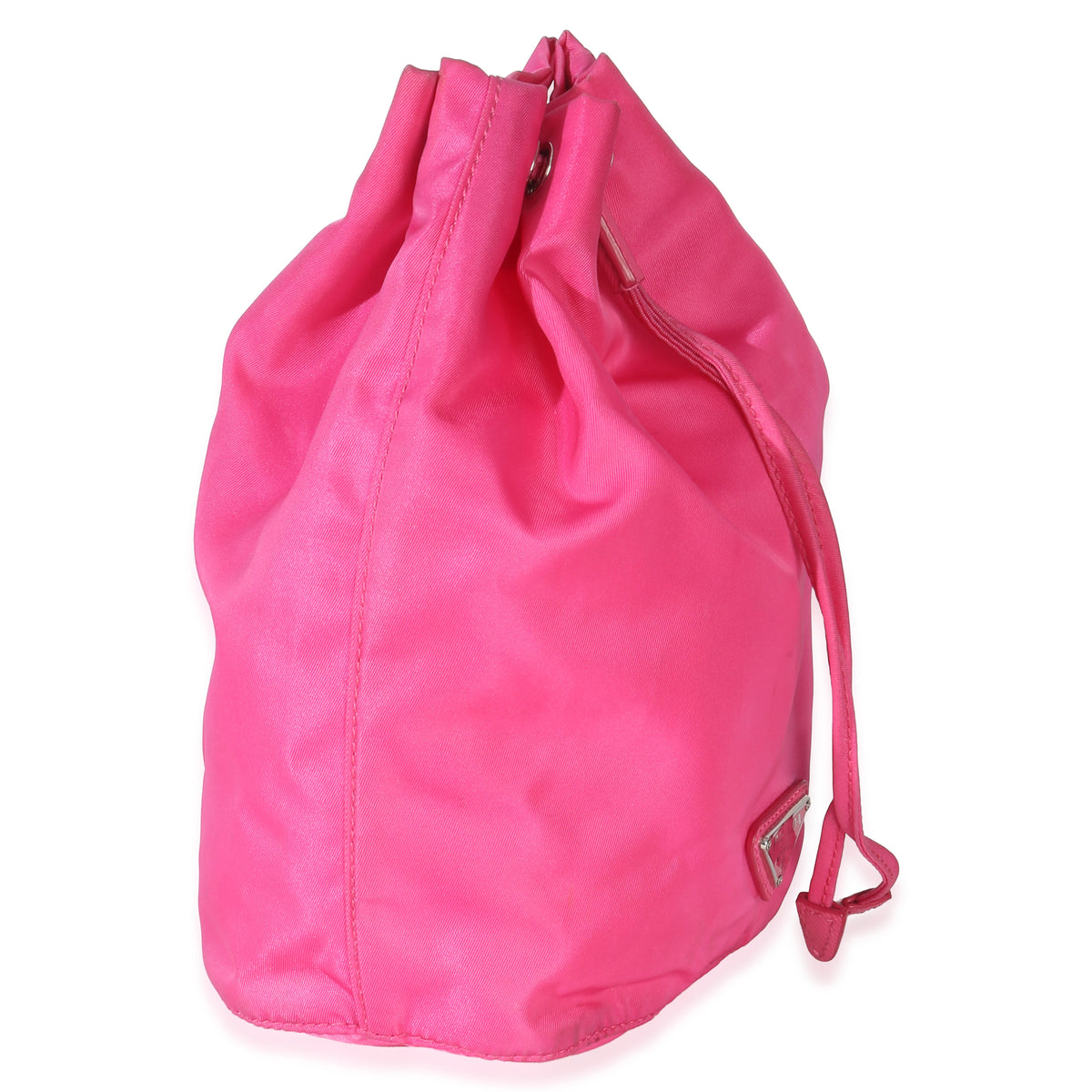 Prada Pink Tessuto Logo Drawstring Pouch Handbag bv