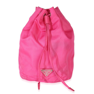 Prada Pink Tessuto Logo Drawstring Pouch Handbag fv