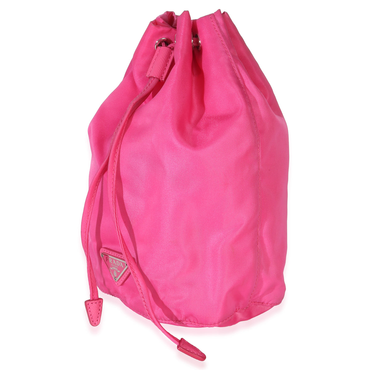 Prada Pink Tessuto Logo Drawstring Pouch Handbag sv
