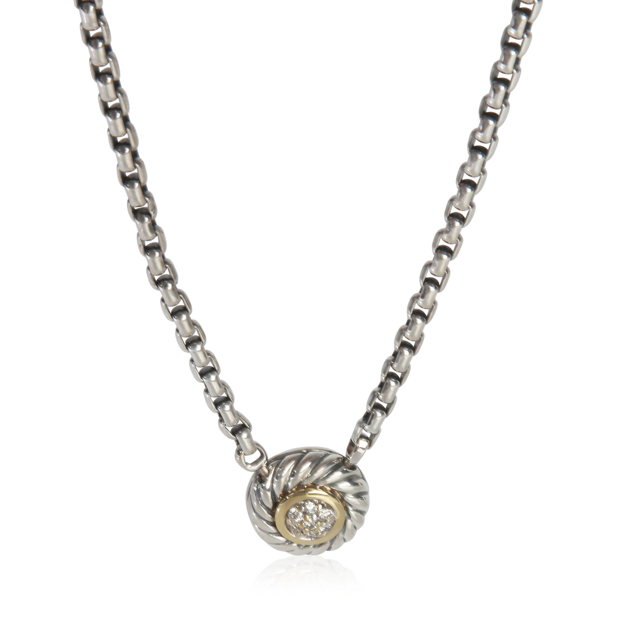 Yellow Gold & Sterling Silver Diamond Cookie Necklace
