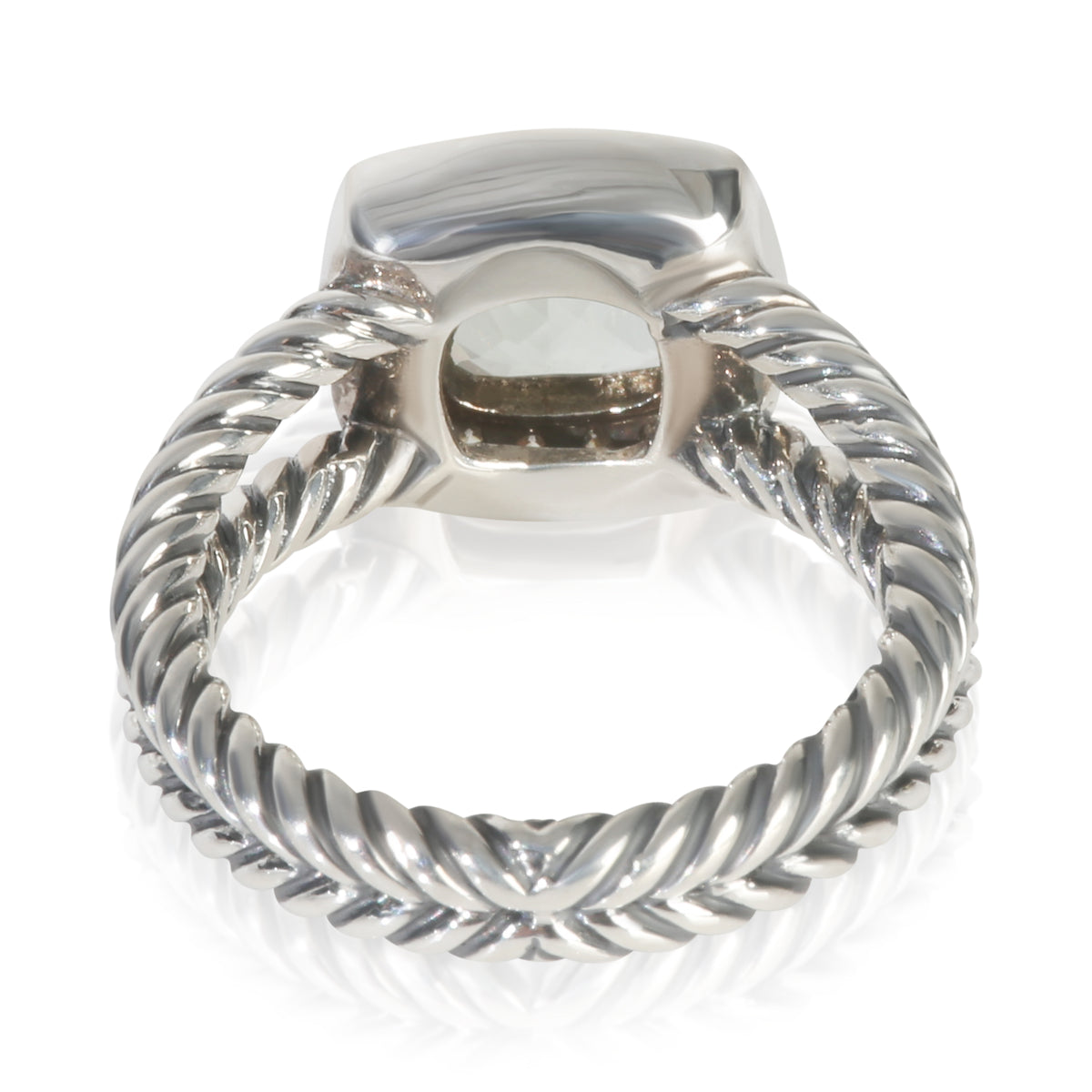 Sterling Silver Prasiolite and Diamond Petite Albion Ring