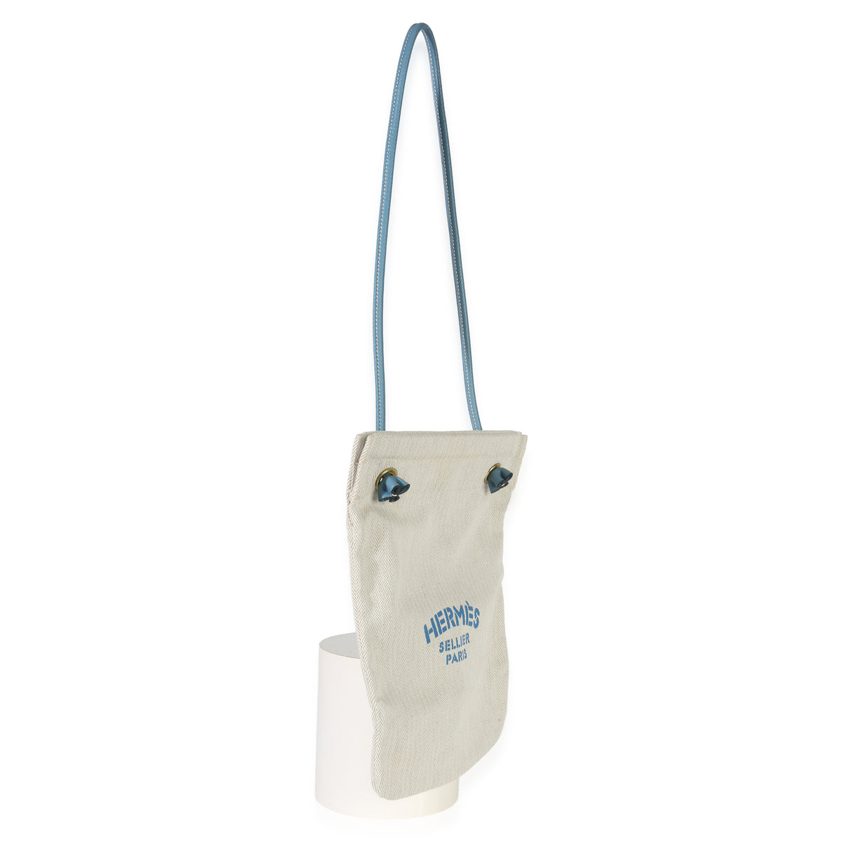 Hermès Bleu Jean Epsom Ecru Toile Aline Grooming PM Handbag pv