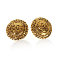 Chanel Gold Plated  Vintage Button Earrings fv