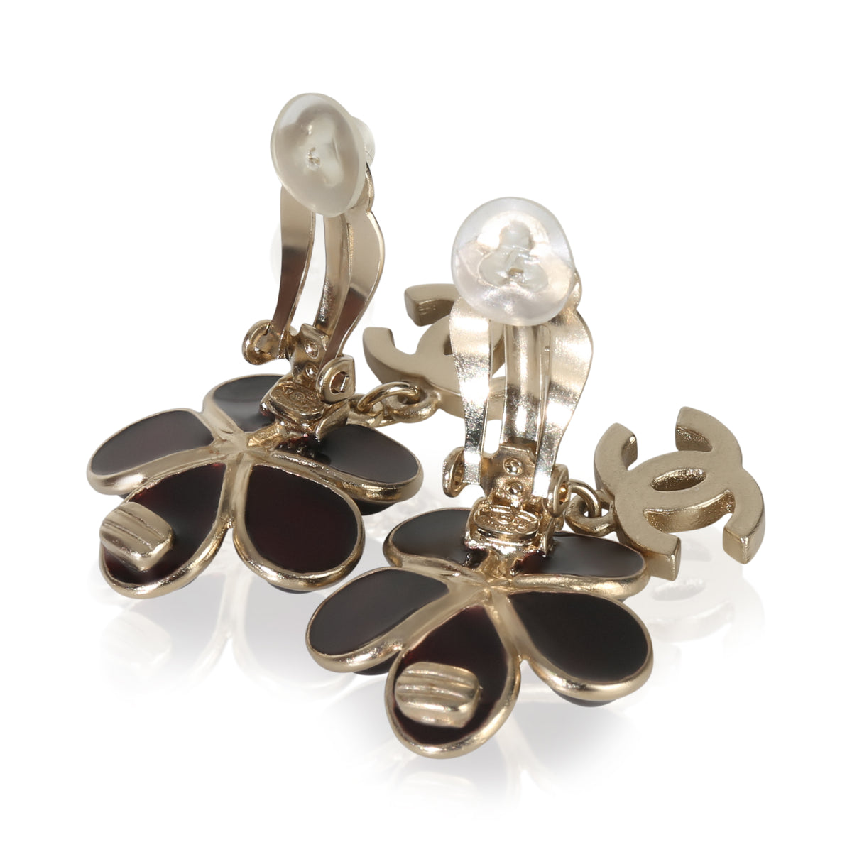 Chanel Gold Plated  2013 Gripoix & Faux Pearl Flower Earrings bv
