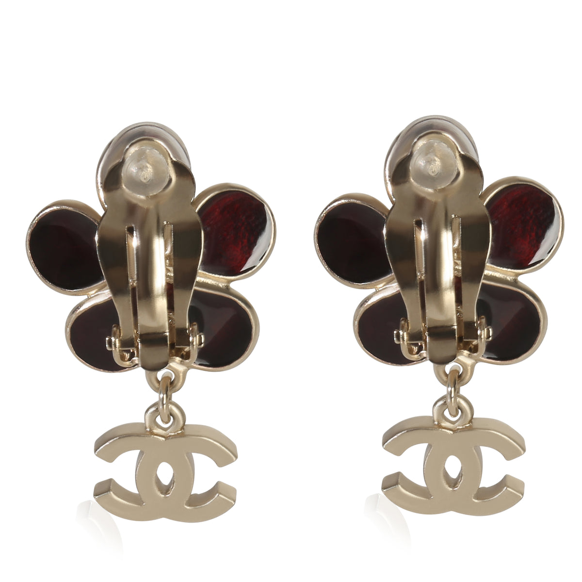 Chanel Gold Plated  2013 Gripoix & Faux Pearl Flower Earrings pv