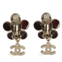 Chanel Gold Plated  2013 Gripoix & Faux Pearl Flower Earrings pv