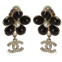 Gold-Plated  2013 Gripoix & Faux Pearl Flower Earrings