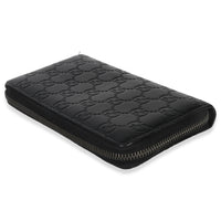 Gucci Black ssima Signature Zip Around Long Wallet Handbag box