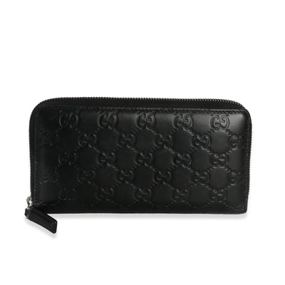 Black Guccissima Signature Zip Around Long Wallet