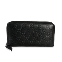 Black Guccissima Signature Zip Around Long Wallet