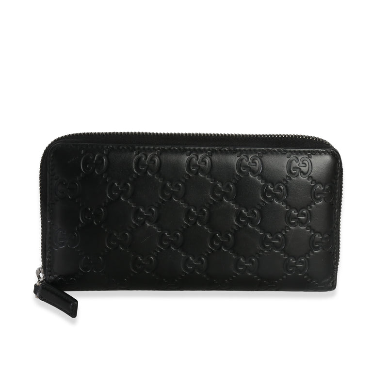 Black Guccissima Signature Zip Around Long Wallet
