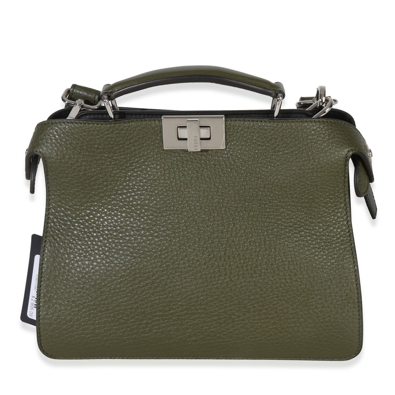 Fendi Olive Calfskin Leather Mini Peekaboo ISeeU Bag Handbag fv