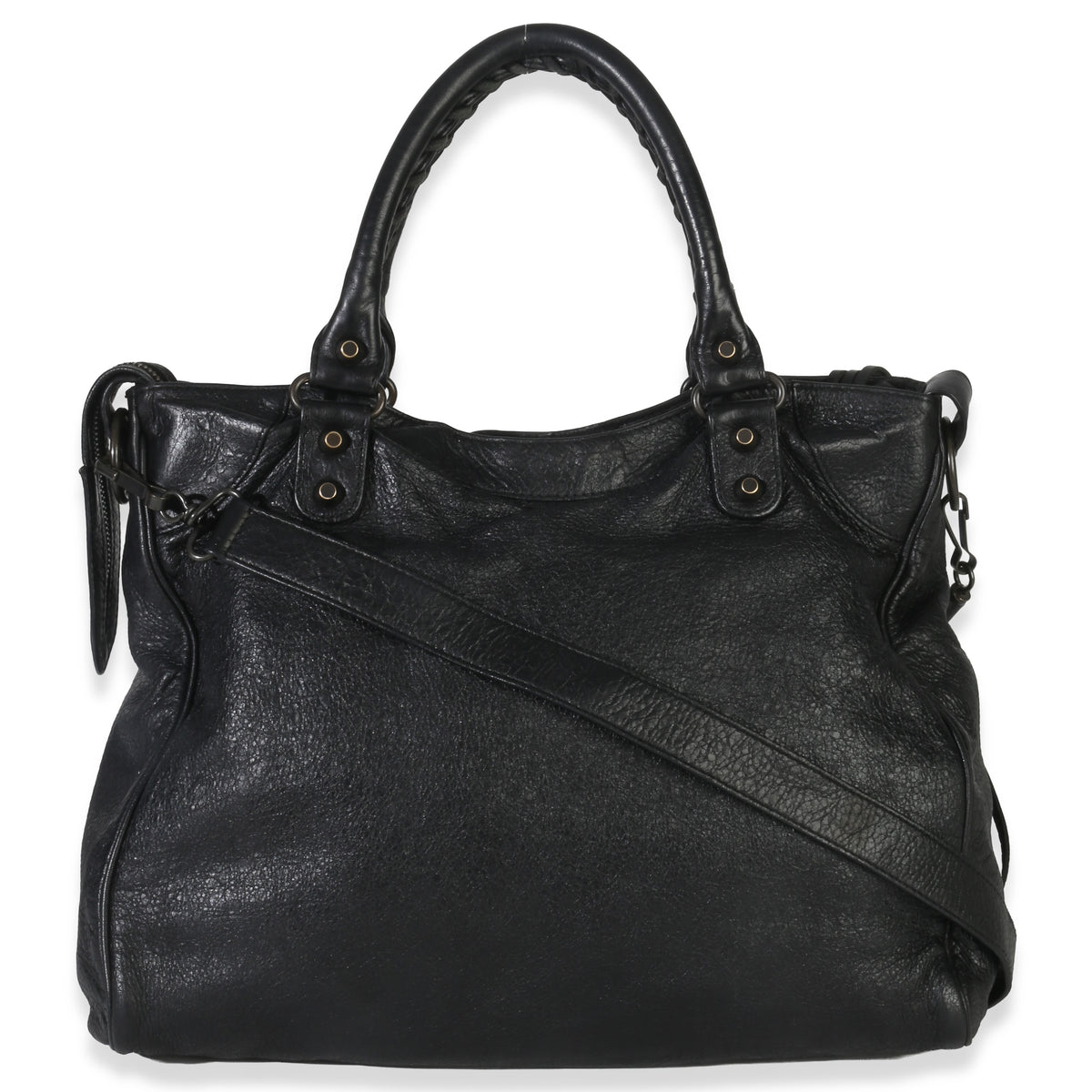 Balenciaga Black Agneau Classic Velo Bag Handbag bv