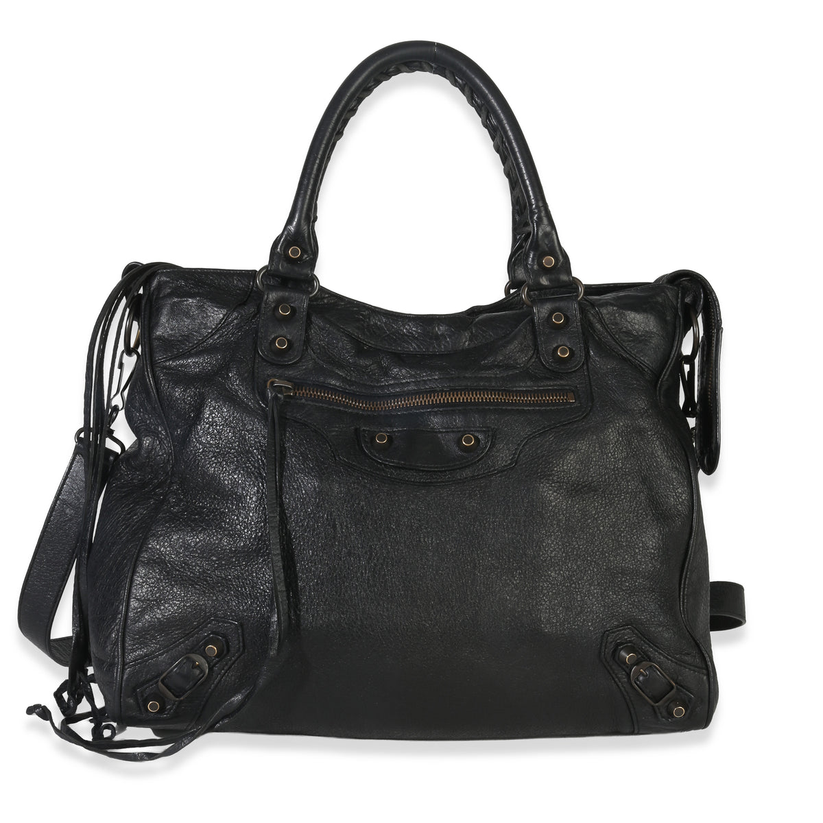 Balenciaga Black Agneau Classic Velo Bag Handbag fv