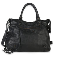 Balenciaga Black Agneau Classic Velo Bag Handbag fv
