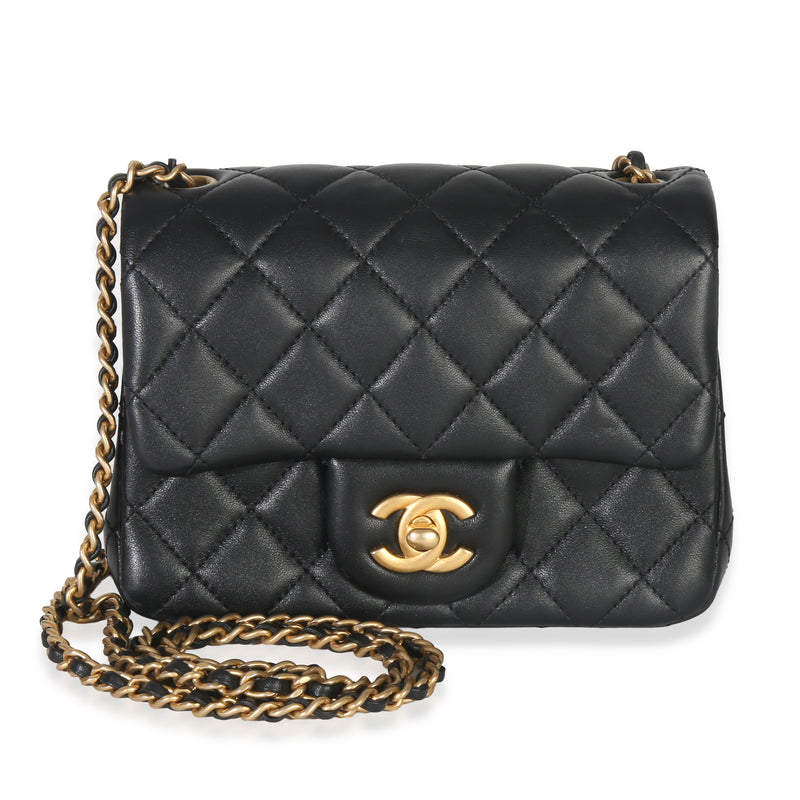 Black Quilted Lambskin Mini Pearl Crush Flap Bag