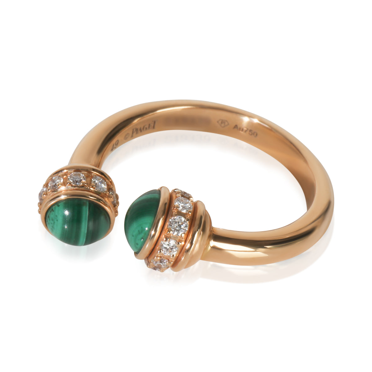 Rose Gold Malachite and Diamond Possession Open Ring