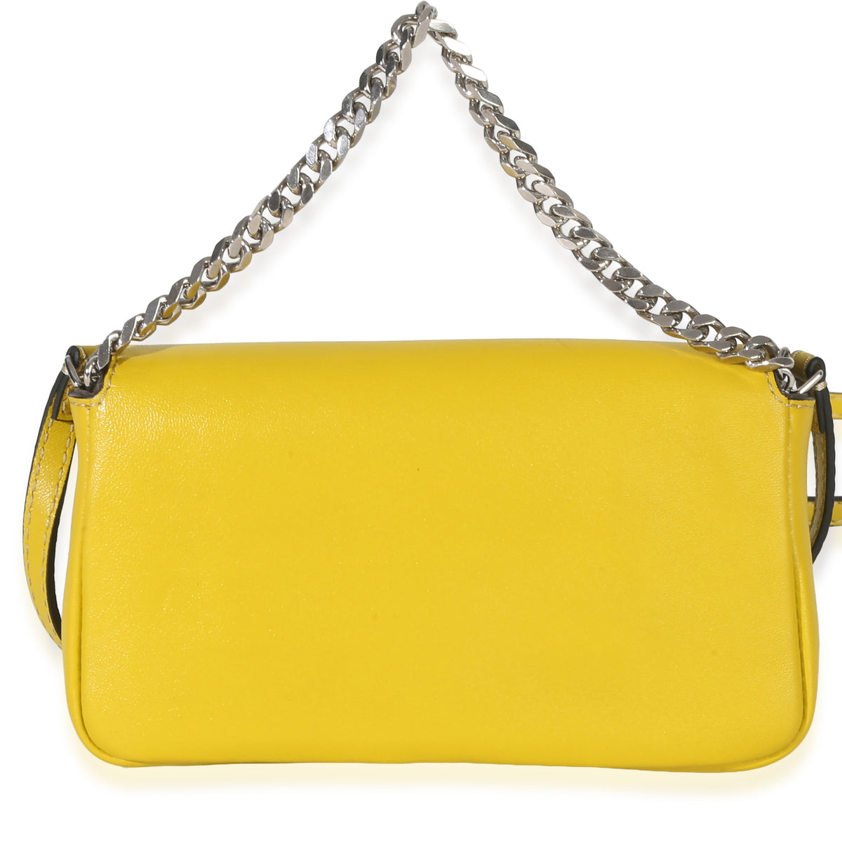 Fendi Yellow Leather Fox Fur Buggie Micro Baguette Handbag bv