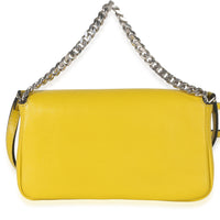 Fendi Yellow Leather Fox Fur Buggie Micro Baguette Handbag bv