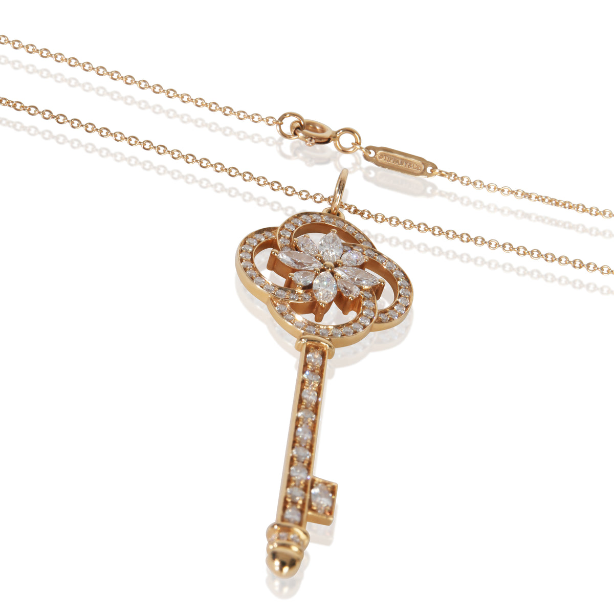 Tiffany & Co. Rose Gold Diamond Large Model Victoria Key Pendant pv