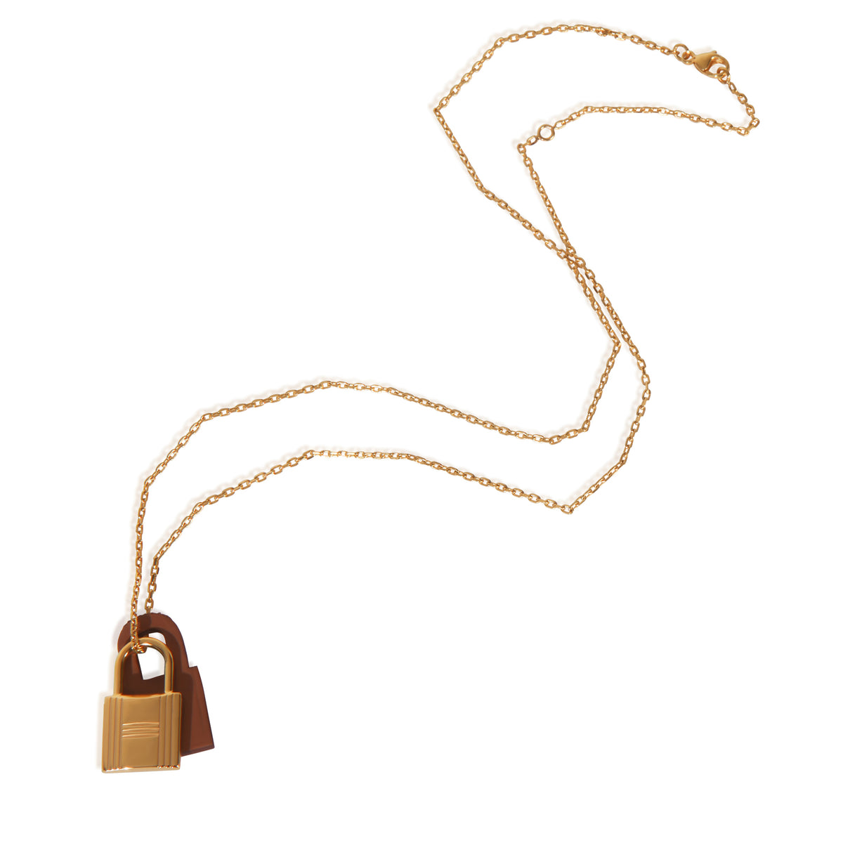 Gold-Plated  Leather OKelly Lock Pendant