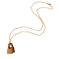 Gold-Plated  Leather OKelly Lock Pendant