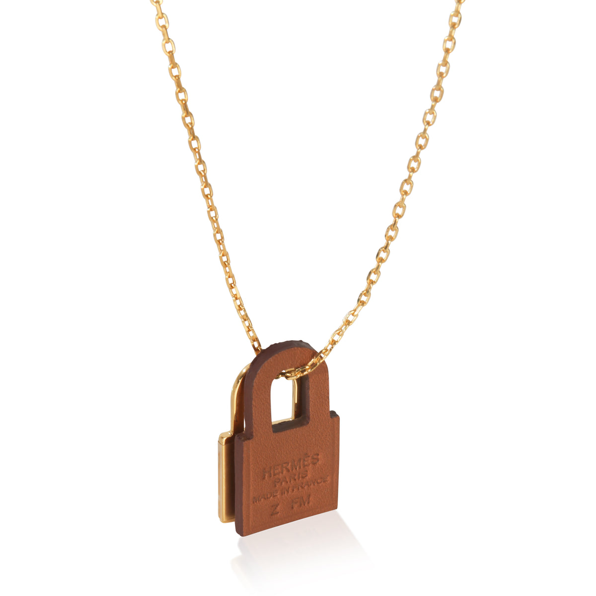 Gold-Plated  Leather OKelly Lock Pendant