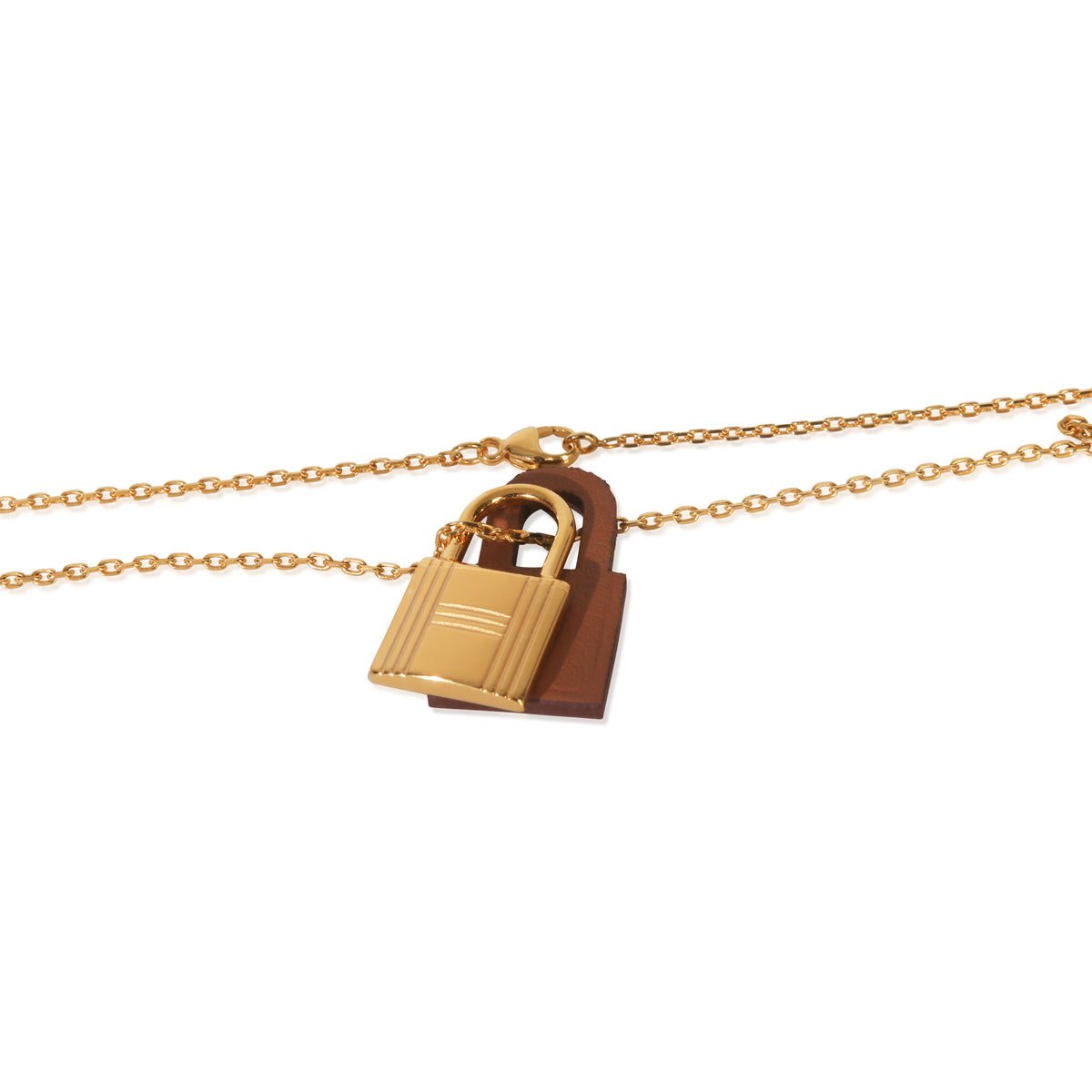 Gold-Plated  Leather OKelly Lock Pendant