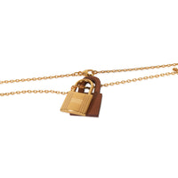 Gold-Plated  Leather OKelly Lock Pendant