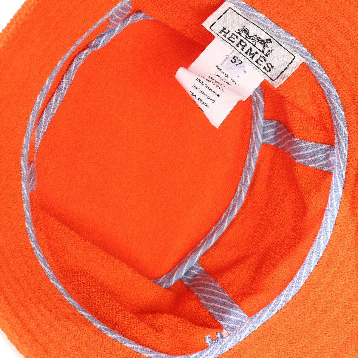 Hermès Geranium Cotton Terry Cloth Eden Bucket Hat 57 stamp