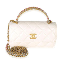 Chanel White Quilted Shiny Calfskin Multicolor Top Handle Phone Holder With Chai Handbag id