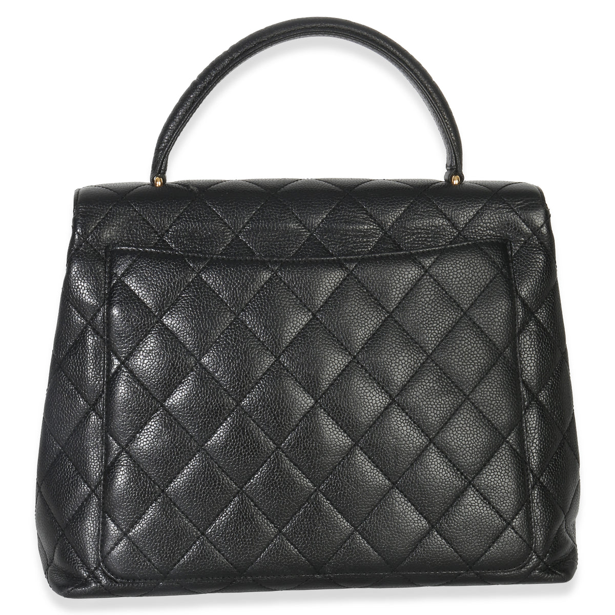Chanel Vintage Black Quilted Caviar Kelly Top Handle Handbag Handbag bv