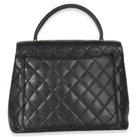 Chanel Vintage Black Quilted Caviar Kelly Top Handle Handbag Handbag bv