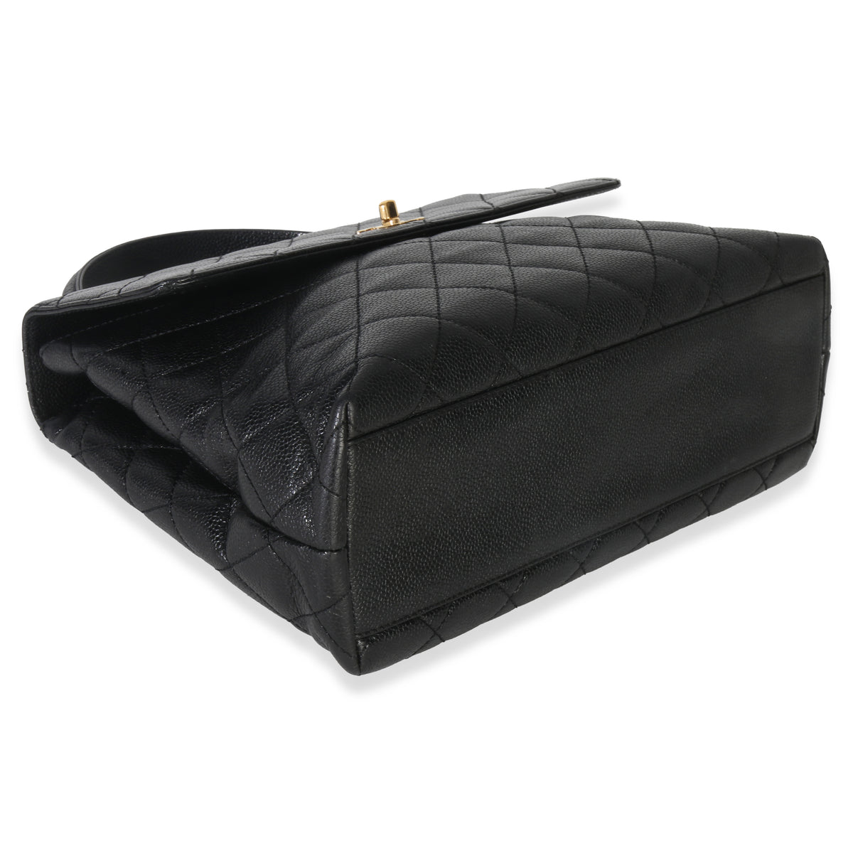 Chanel Vintage Black Quilted Caviar Kelly Top Handle Handbag Handbag clasp