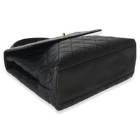 Chanel Vintage Black Quilted Caviar Kelly Top Handle Handbag Handbag clasp