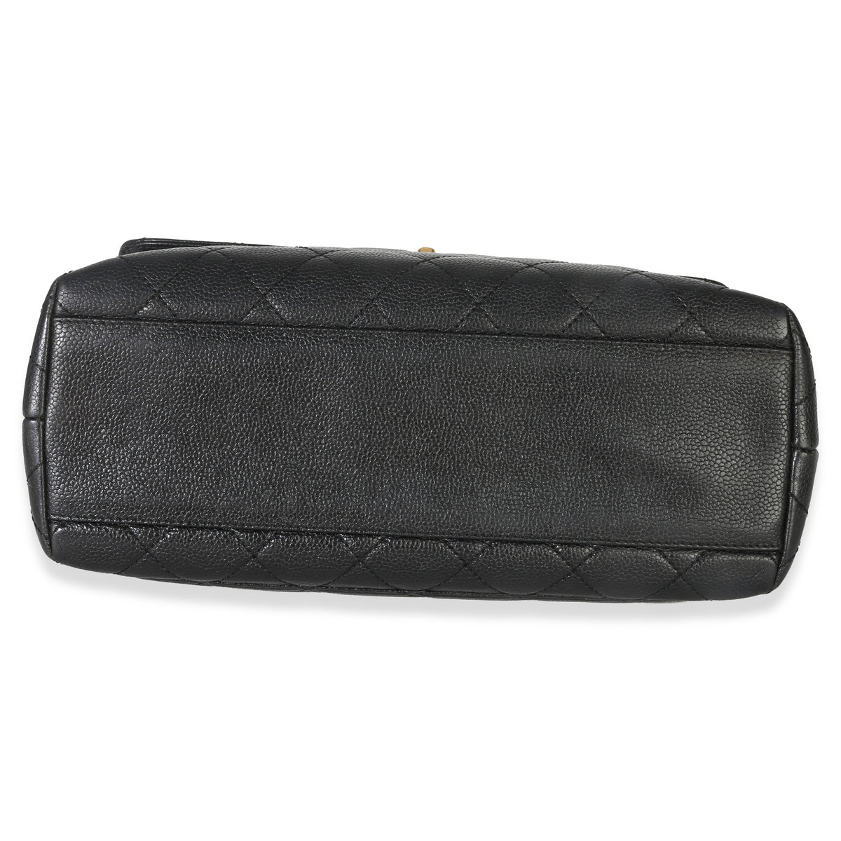 Chanel Vintage Black Quilted Caviar Kelly Top Handle Handbag Handbag stamp