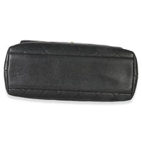 Chanel Vintage Black Quilted Caviar Kelly Top Handle Handbag Handbag stamp