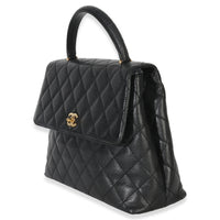 Chanel Vintage Black Quilted Caviar Kelly Top Handle Handbag Handbag sv