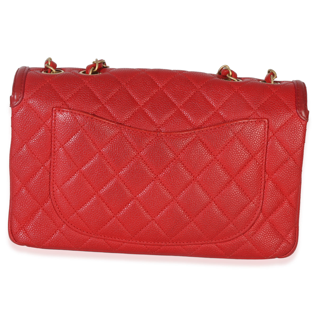 Chanel Red Quilted Caviar Medium Filigree Flap Handbag Handbag bv