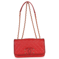Chanel Red Quilted Caviar Small Filigree Flap Bag Handbag av