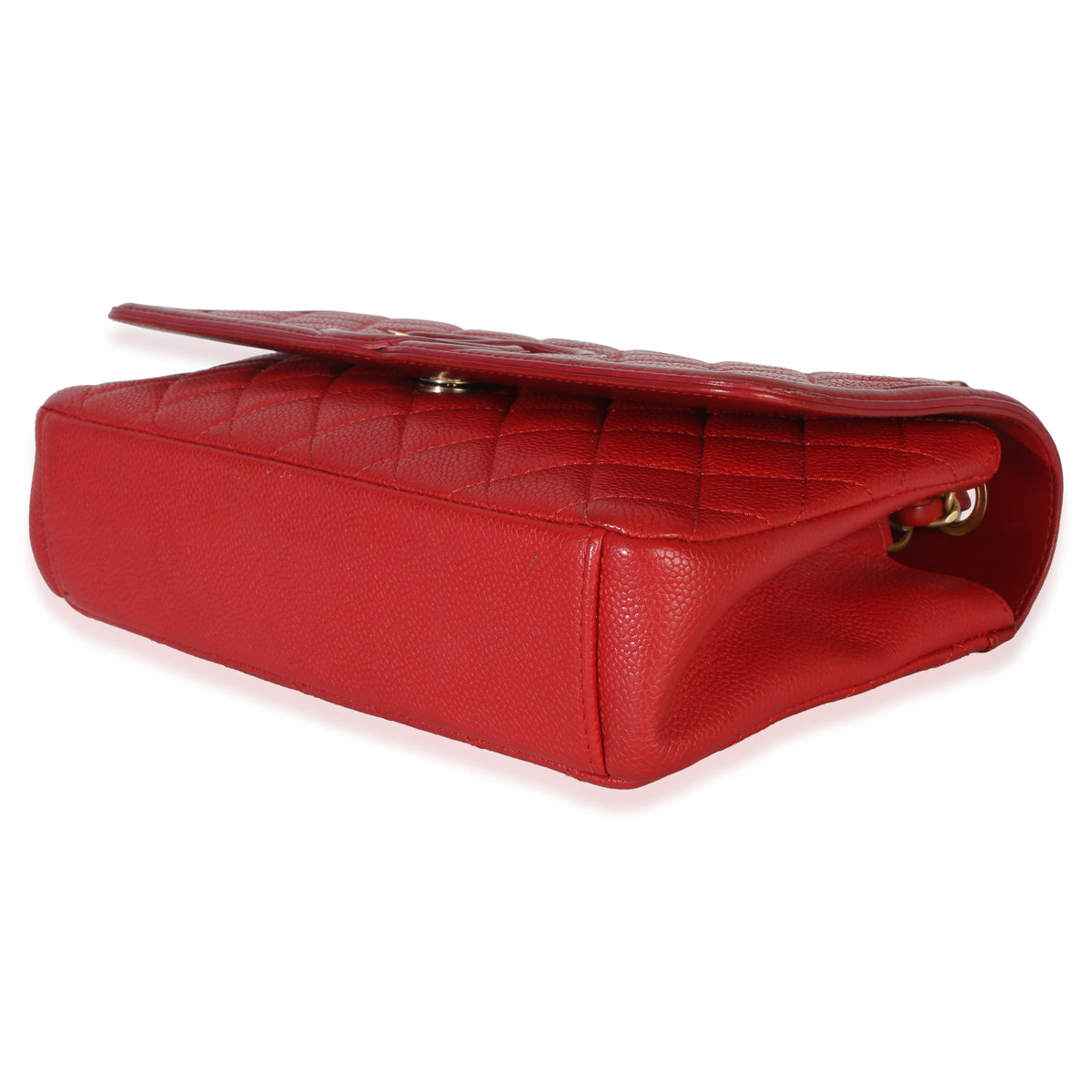 Chanel Red Quilted Caviar Small Filigree Flap Bag Handbag box