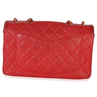Chanel Red Quilted Caviar Small Filigree Flap Bag Handbag bv