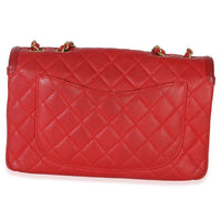 Chanel Red Quilted Caviar Small Filigree Flap Bag Handbag bv