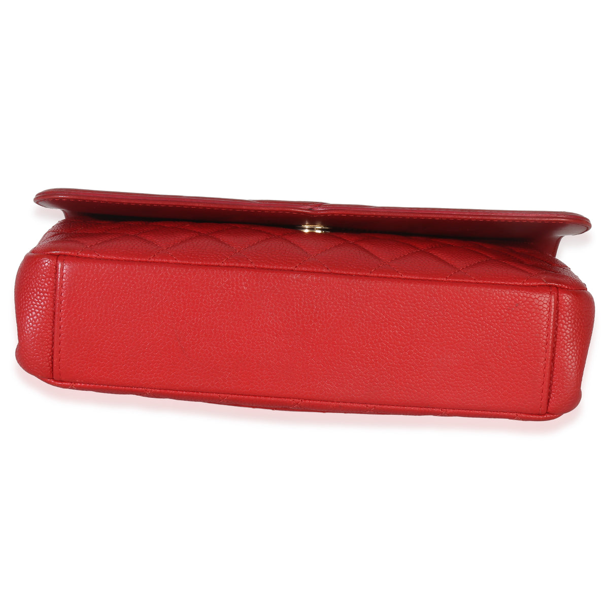 Chanel Red Quilted Caviar Small Filigree Flap Bag Handbag stamp